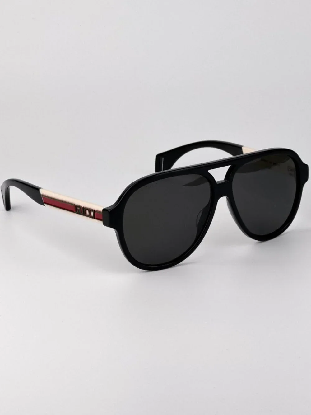 Gucci Unisex Sunglasses | Black & White Pilot Frame | Grey Lenses | GG0463S 002